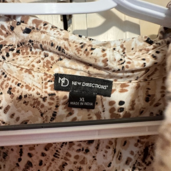 New Directions Abstract Print Shirt - Brown and Cream - Picture 5 of 5